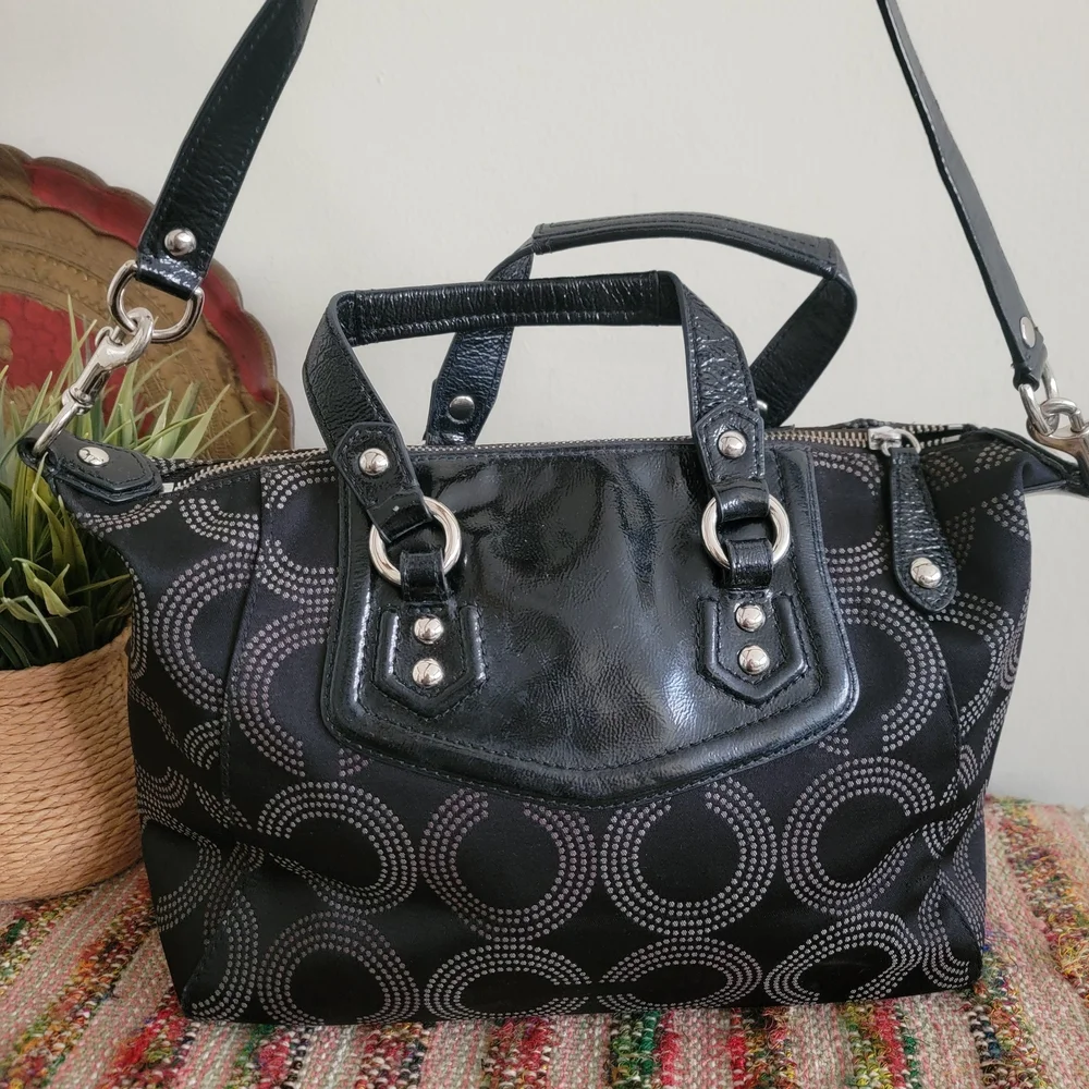 Coach Black Ashley Dotted Art Satchel Bag - Picture 4 of 7